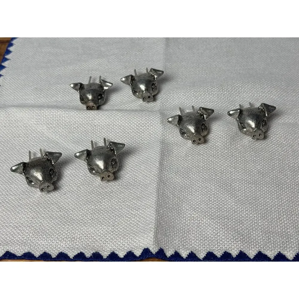 Set of 6 Metzke Pewter Pig Corn Cob Holders (1977) – Farmhouse Accessories